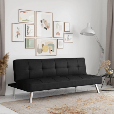 Serta Sleeper Sofa Bed Convertible Couch Modern Living Room Futon Loveseat Black