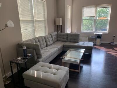 3 Piece Modern Tufted Micro Suede L Shaped Sectional Sofa Couch with Reversible Chaise &amp; Ottoman
