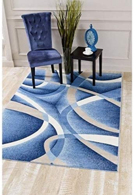 Persian Area Rugs Modern Abstract Area Rug Carpet, 2305 Blue 8x11