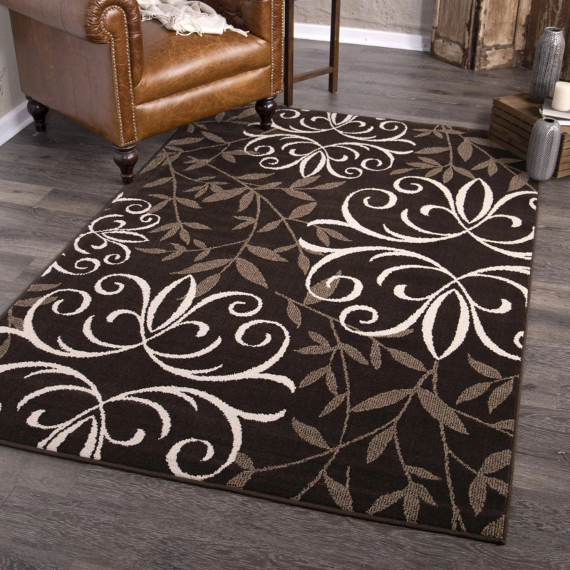 Goods2UQuick Iron Fleur Indoor Area Rug, Brown, 60&quot; x 90&quot; 5x7