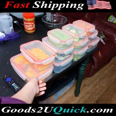 24 Pack Kitchen Plastic Food Containers Set - (12 Containers & 12 Snap Lids) with Airtight Lids