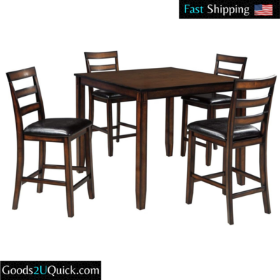 Classic 5 Piece Dining Table Set Wood Table and Chairs Set Kitchen Table, Brown