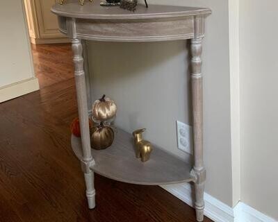 32 in. Taupe Standard Half Moon Wood Console Table