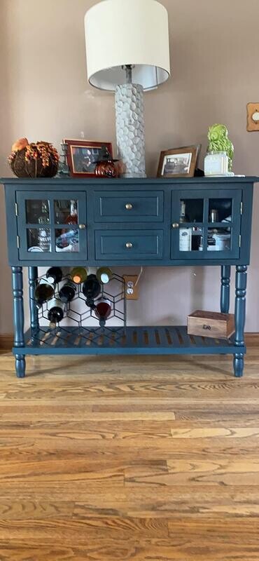 Morgan 42 in. Antique Navy Blue Standard Rectangle Wood Console Table with Drawers