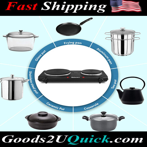 1500 Watts Electric Hot Plate With Temperature Controls, Black