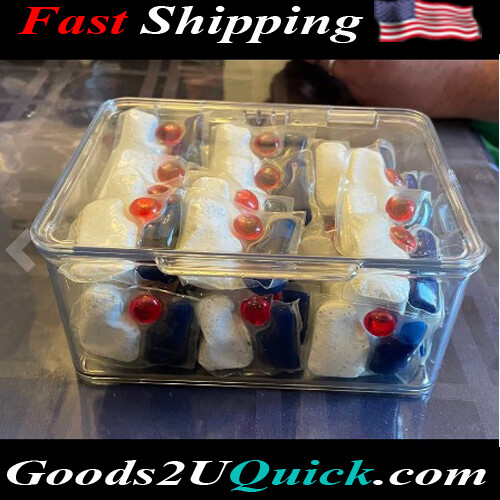 Plastic Storage Organizer Box Containers with Hinged Lid, 2 Pack Clear