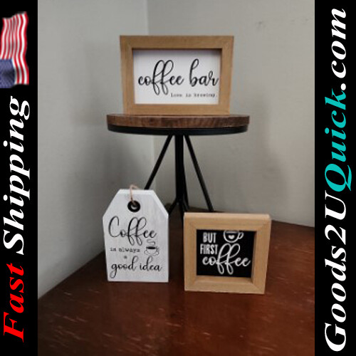 3 Pieces Mini Coffee Bar Sign Farmhouse Coffee Wooden Sign But First Coffee Wood