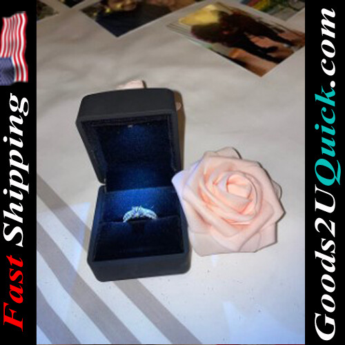 Luxury Arc Shaped LED Black Ring Box for Proposal, Wedding, Engagement, Birthday, Valentine' Day