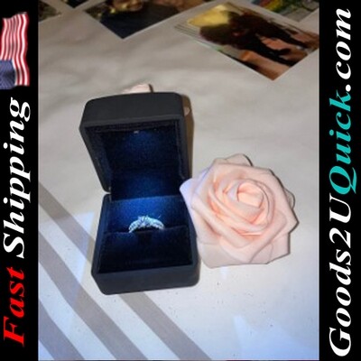 Luxury Arc Shaped LED Black Ring Box for Proposal, Wedding, Engagement, Birthday, Valentine&#39; Day