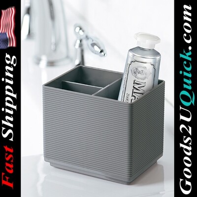 Soft Touch Ribbed Plastic Organizer in Grey with 3 Compartments