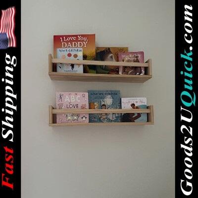 2 Pack 15.7 inch Burlywood Nursery Wall Book Shelves for Living Room Bedroom Decor