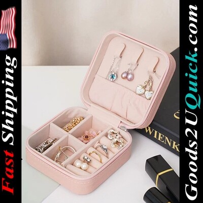 Portable Mini Jewelry Travel Organizer Boxes for Women to Store Rings, Necklaces, Earrings