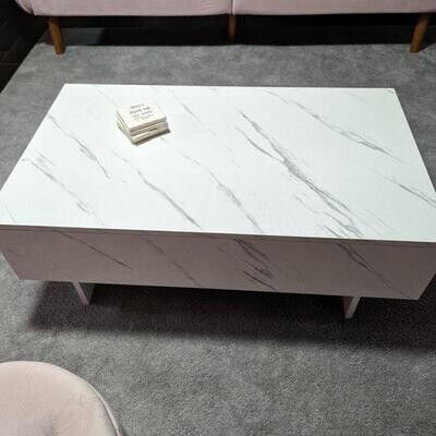 White Marble Living Room Modern Design Contemporary Style Home Decor Coffee Table