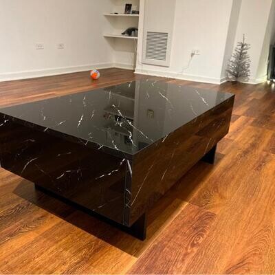 Black Marble Living Room Modern Design Contemporary Style Home Decor Coffee Table