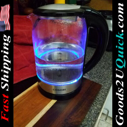 1500W BPA Free Wide Opening 1.7L Glass Tea Electric Kettle with Stainless Steel Filter and Inner Lid