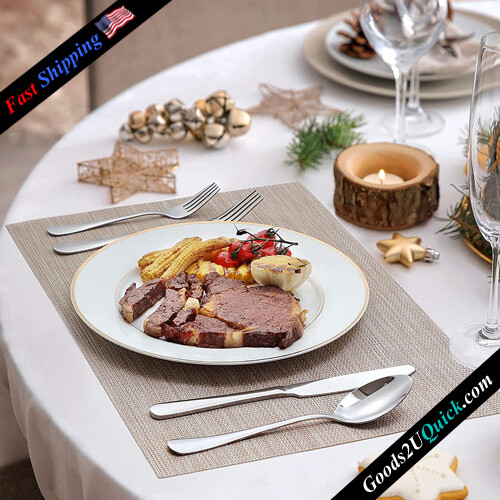 36-Piece Food-Grade Stainless Steel Silverware Set with Steak Knives Includes Spoons Forks Knives, Tableware Cutlery Set