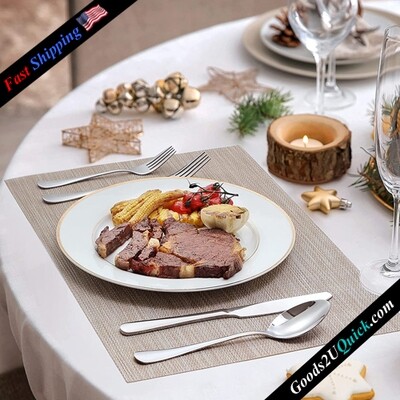 36-Piece Food-Grade Stainless Steel Silverware Set with Steak Knives Includes Spoons Forks Knives, Tableware Cutlery Set