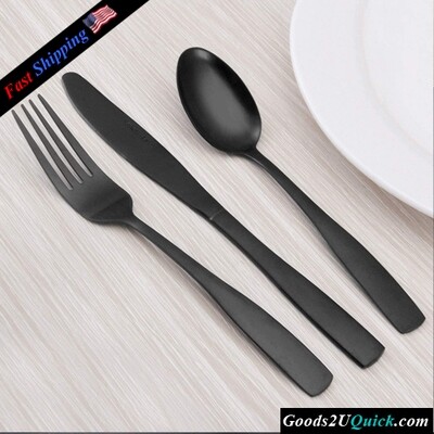 20-Piece Matte Black Silverware Satin Finish Stainless Steel Flatware set