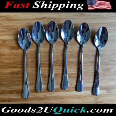 Set of 6 Demitasse Espresso Stainless Steel Mini Coffee Spoon - 4.7 Inches