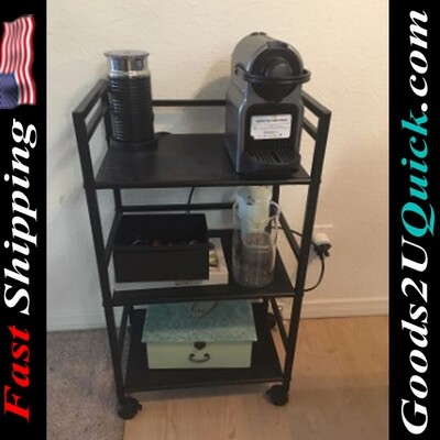 3 -Tier Storage Rack Kitchen Shelf Organizer Slim Utility Cart - Black