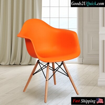 Alonza Series Orange Plastic Chair with Wooden Legs Polypropylene Molded Structure