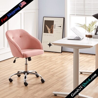 NEW Modern Velvet Adjustable Swivel Office Chair Pink US