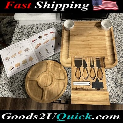 Bamboo Large Charcuterie & Cheese Board and Knife Set - Unique House Warming Gifts