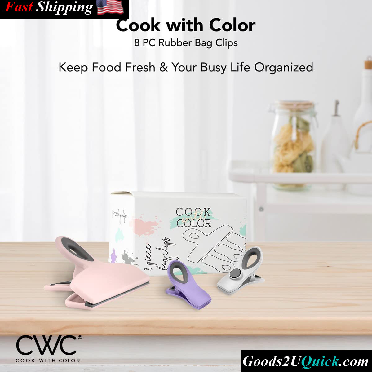 2 Large Heavy Duty Chip Clip and 6 Refrigerator Magnet Clips for Food Storage with Air Tight Seal Grip