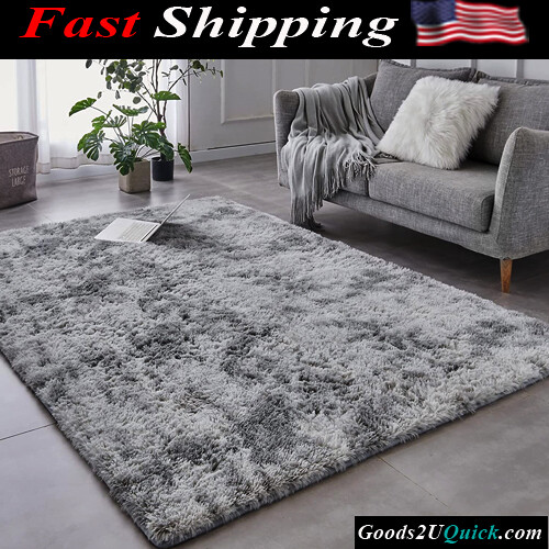 Ultra Soft Indoor Modern Nursery Rug Tie-Dyed Light Grey Plush Shaggy Throw Carpet 8 x 10