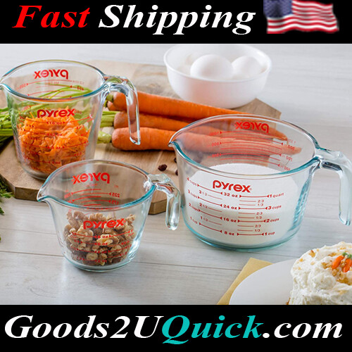 3 Piece Tempered Glass Measuring Cup Set -Dishwasher, Freezer, Microwave, and Preheated Oven Safe