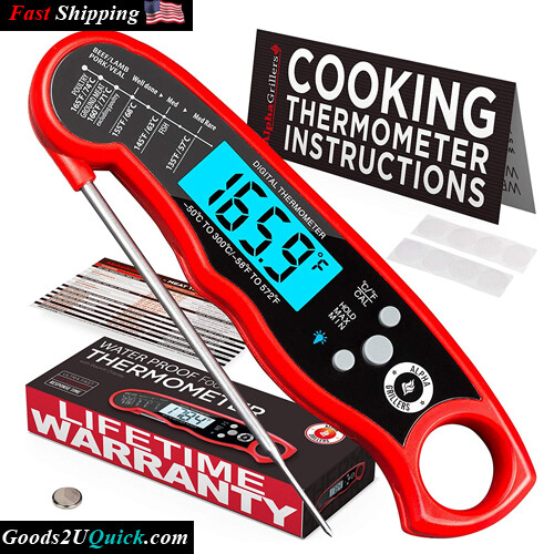 Waterproof Ultra Fast  Instant Read Meat Thermometer for Grill and Cooking with Backlight &amp; Calibration