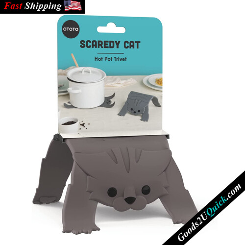 Scaredy Cat Non Slip Heat Resistant Silicone Pot Holders &amp; Trivet for Kitchen Counter