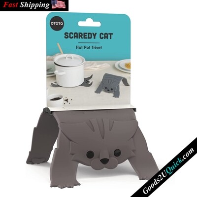 Scaredy Cat Non Slip Heat Resistant Silicone Pot Holders &amp; Trivet for Kitchen Counter