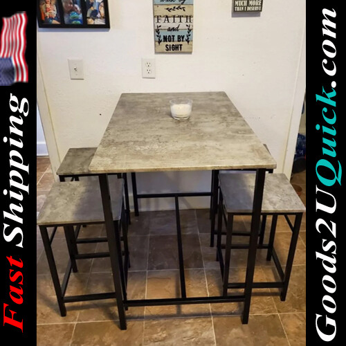5 Piece Dining Set Dining Table with 4 Stools For  Home Kitchen Breakfast Table  (Grey)