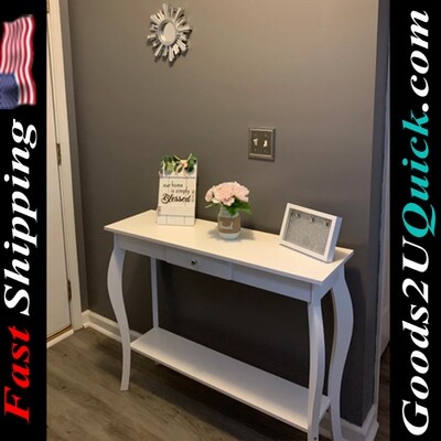 New Narrow Console Table with Drawer White Entryway Table
