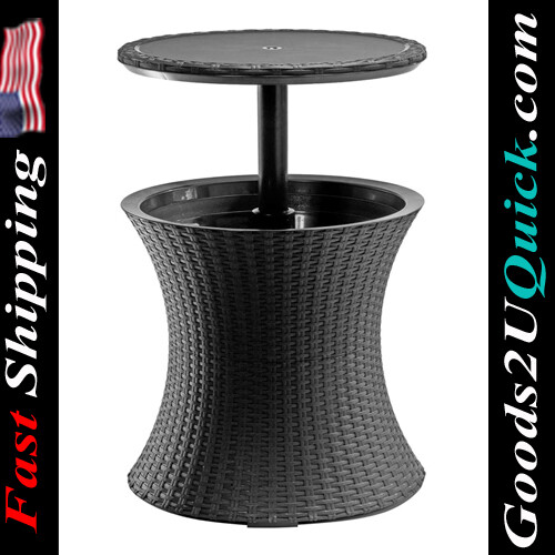 Outdoor Patio Furniture and Hot Tub Side Table with 7.5 Gallon Beer and Wine Cooler, Grey