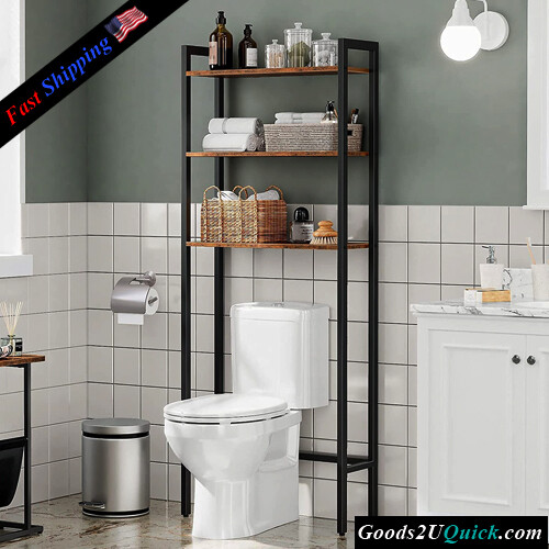 New 3-Tier Industrial Over Toilet Bathroom Organizer Shelves Over Toilet with Adjustable Feet
