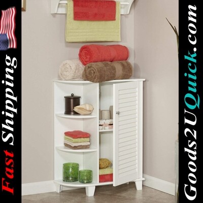 New Floor Cabinet with Side Shelves With Traditional Shutter Door Design , White