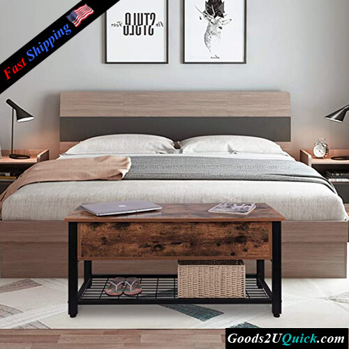 Industrial  Entryway Lift Top Shoe Storage Bench in Dining Room, Hallway And Living Room (Rustic Brown)