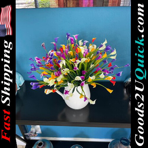20 Bundles Multicolor UV Resistant Artificial Faux Plastic Spring Summer Flowers for Garden Porch Patio
