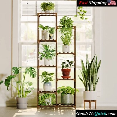 Tall Plant Stand Outdoor Corner Plant Shelf Flower Stands for Living Room Balcony and Garden (9 pots)