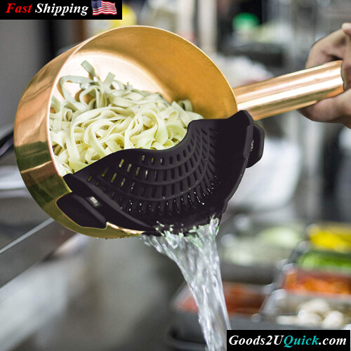 Silicone Pasta Strainer Clip on Food Strainer for All Pots and Pans,  For Meat Vegetables And Fruit