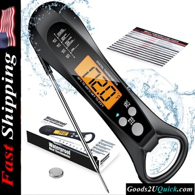 Fast &amp; Precise Digital Instant Read Meat Thermometer with Backlight, Magnet, Calibration, and Foldable Probe for Cooking