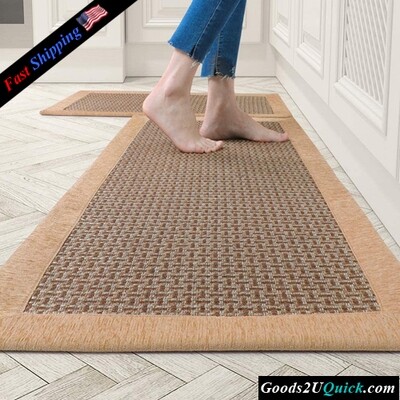 New 2 PCS Set Non Skid Washable Kitchen Rugs and Mats Large Kitchen Floor Mats