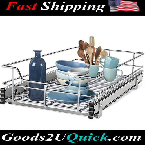 Heavy Duty Pull Out Organizer Single Wire Basket Shelf Sliding Drawer Storage for Kitchen