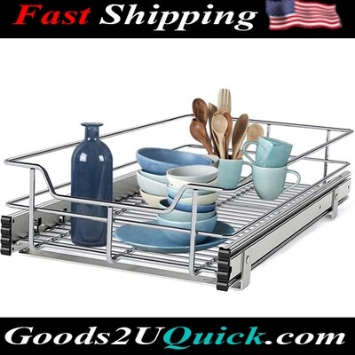 Heavy Duty Pull Out Organizer Single Wire Basket Shelf Sliding Drawer Storage for Kitchen