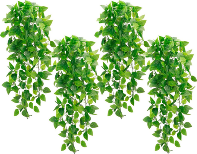 4 pcs 3.6FT Artificial Ivy Vine Hanging Plants Faux Pothos with 162 Leaves Each