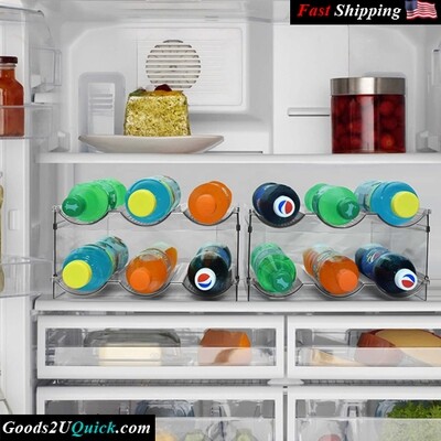 Stackable Kitchen Pantry Organization and Storage Shelf, Plastic Water Bottle Holder for Fridge And Kitchen Cabinet Organizer