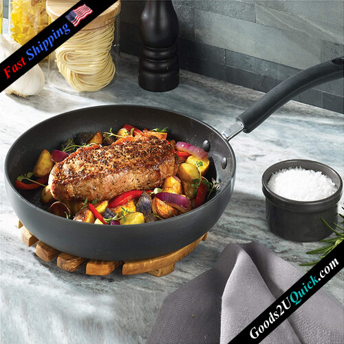 Ultimate Hard Anodized Nonstick Cookware Set 17 Piece Pots and Pans, Dishwasher Safe Black