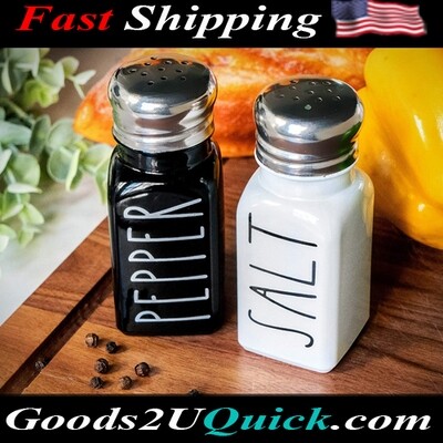 Cute Modern Farmhouse Kitchen Decor for Home Restaurants Wedding - Gorgeous Vintage Glass Black White Shaker Sets with Stainless Steel Lids